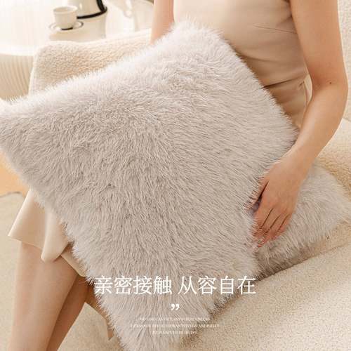 跨境高级感仿貂绒沙发靠枕2025冬季新款客厅床头靠背垫抱枕腰枕套