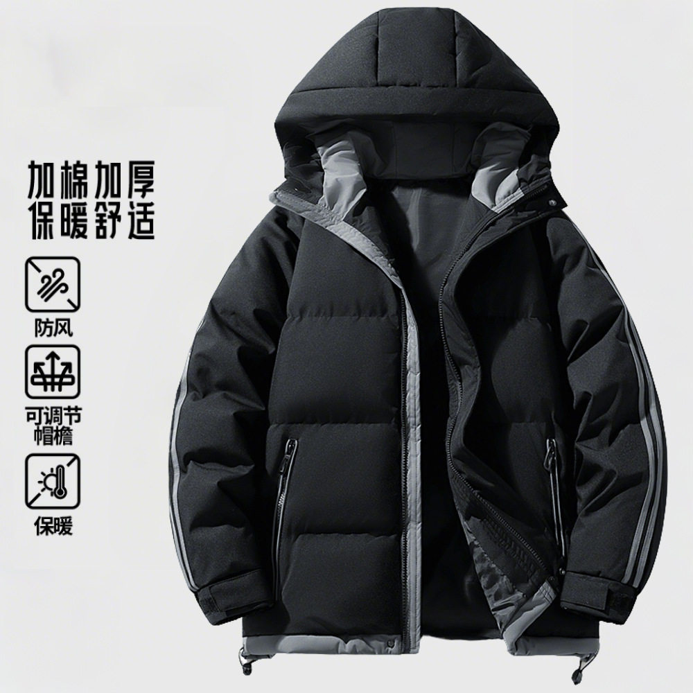 羽绒棉服男生冬季新款宽松保暖情侣袄子港风潮流加厚连帽面包