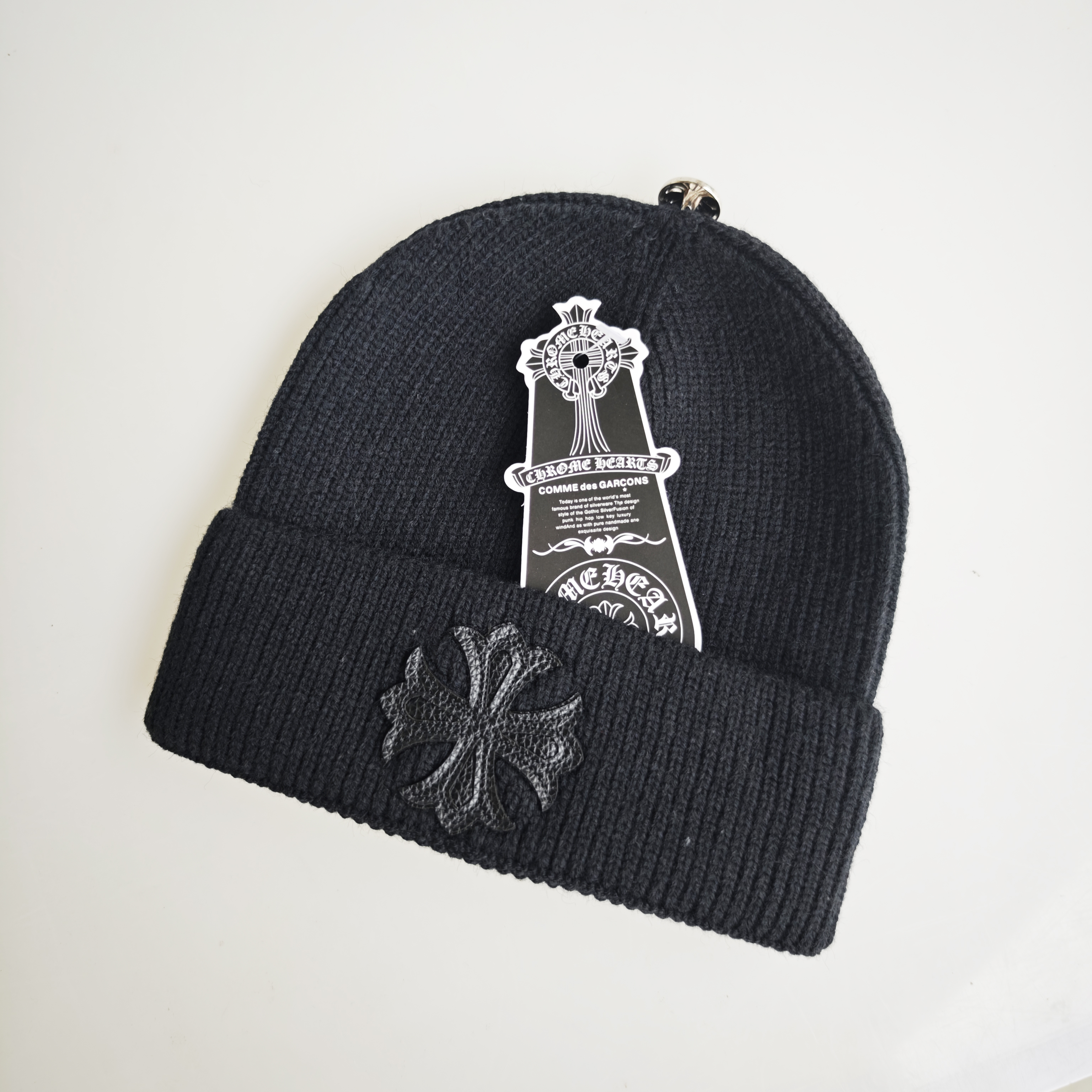 thumbnail for New Autumn and Winter Knitted Hat, Cold Weather Hat with Ch Cross Embroidery, Woolen Hat, Warm and Ear-Protecting, Unisex, Trendy Letter Design