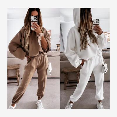 欧美运动服卫衣2件套装女
