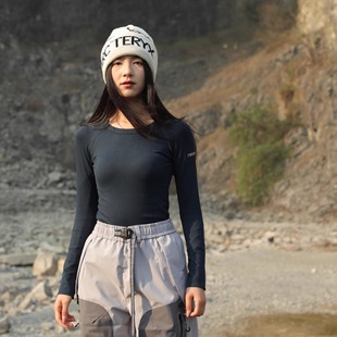 长袖 运动修身 t恤女 户外吸湿排汗速干衣弹力压缩滑雪打底衫 薄款