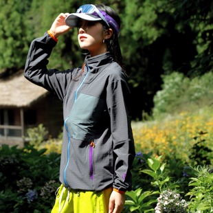 方格绒运动抓绒开衫 薄绒立领休闲外套保暖防风轻量拉链夹克情侣