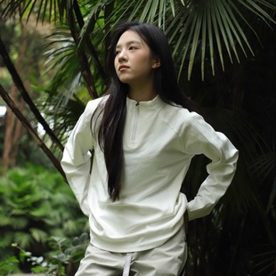 春季 男户外打底t恤半拉链骑行上衣女抓绒保暖 双面德绒长袖