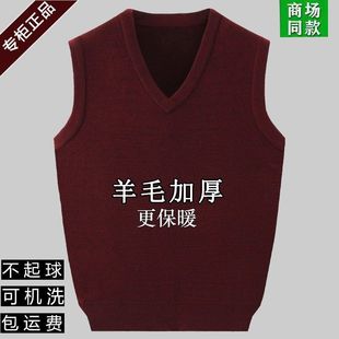 百搭休闲坎肩宽松针织衫 100%羊毛 V领背心针织衫 男士 秋冬正品