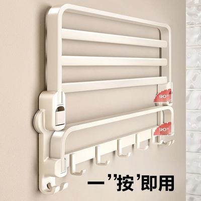 吸盘毛巾架白色卫FL-601生间免孔挂浴巾壁架子浴室置物一架体厕所