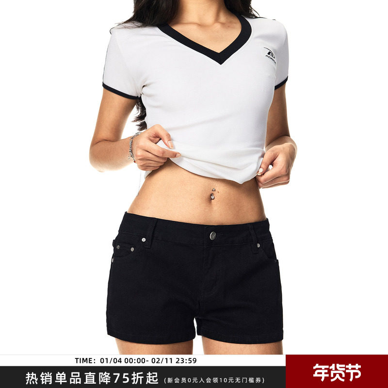 【Achock官方店】十字花刺绣紧身弹力辣妹短裤女新款显瘦牛仔热裤,男装,短裤,淘宝优惠券,粉丝福利购,淘宝优惠卷