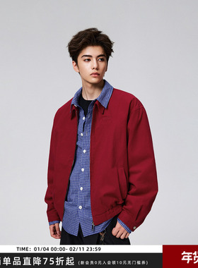 【Achock官方店】老钱风美式纯色外套潮牌重磅工装红色夹克男开衫