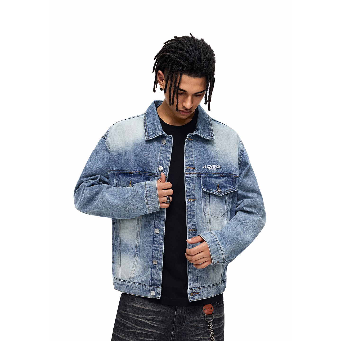 【Achock官方店】美式街头水洗做旧牛仔夹克潮牌春秋新款情侣外套