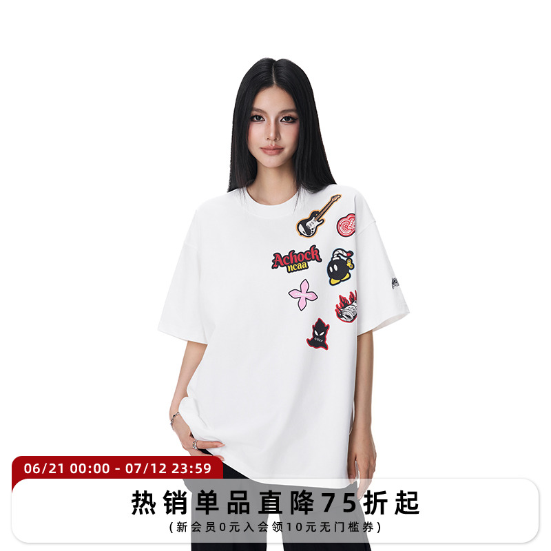 【Achock官方店】潮牌趣味卡通印花半袖T恤美式高街新款圆领短袖