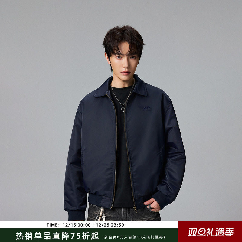 【Achock官方店】美式基础飞行员夹克简约百搭纯色翻领外套棉服男