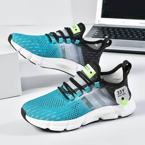 夏季透气薄款网鞋青少年学生踩屎感男鞋网面爆米花软底跑步运动鞋