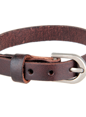 日韩版简约牛皮手带细时尚情侣手链男女光面腕带百搭个性复古手环