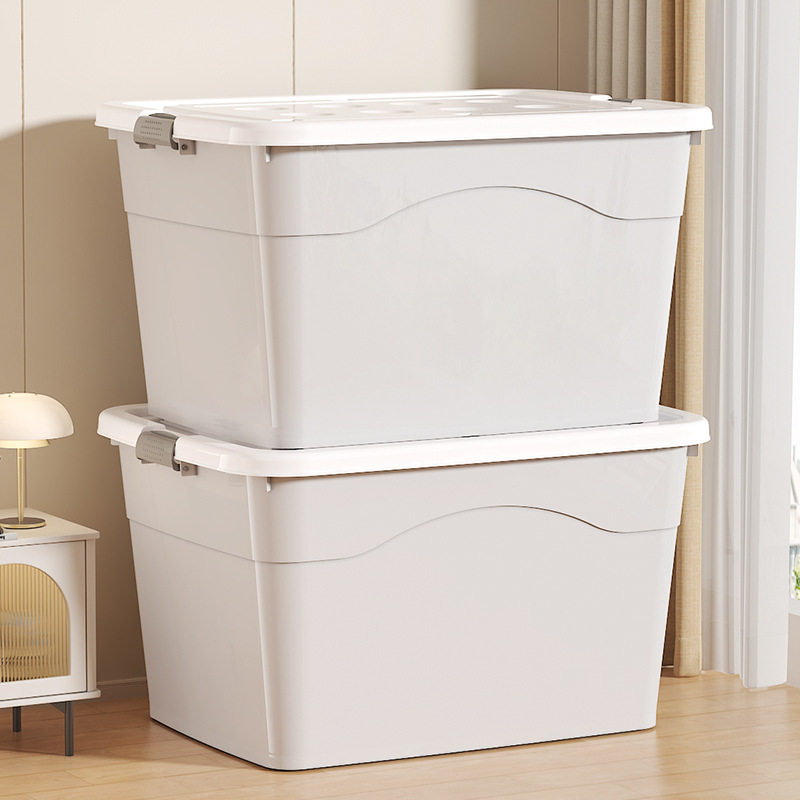 特大号收纳箱塑料衣服棉被整理箱子有盖收纳盒周转滑轮加厚储物箱