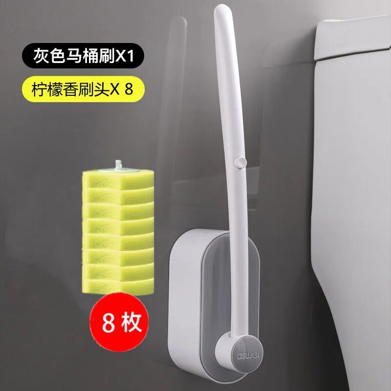 一次性马桶刷套装含替换头挂墙式