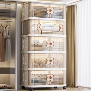 卷帘门收纳柜折叠多层客厅玩具零食柜大容量家用衣服收纳箱储物柜