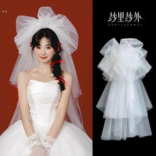 新娘主婚纱头纱抓泡云朵蓬蓬纱韩式摄影造型喜嫁头饰结婚拍照道具