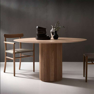 北欧简约实木圆餐桌椅组合小户型家用设计师圆形饭桌创意洽谈桌