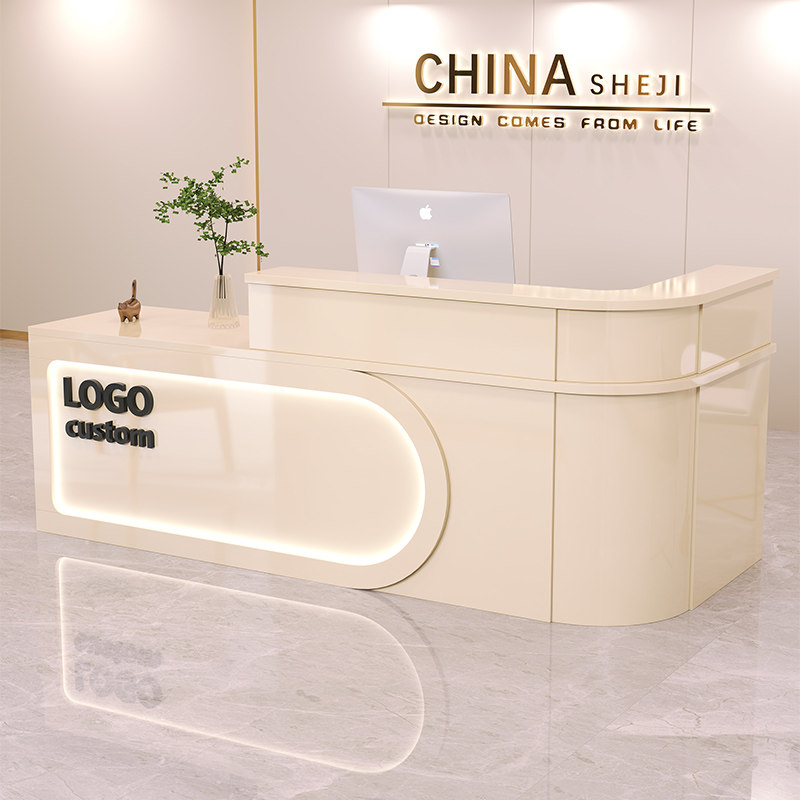 收银台圆弧转角柜台商用超市便利店前台公司接待台美发店吧台桌