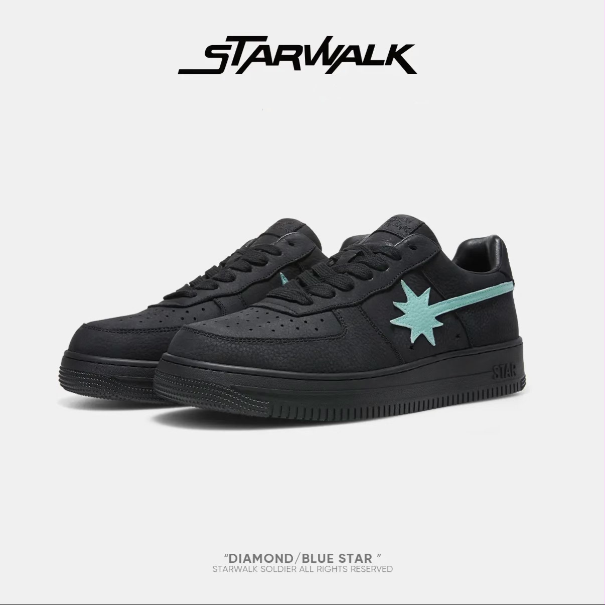 STARWALK DIAMOND/BLUE STAR钻石蓝星流星鞋黑色星星板鞋