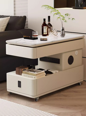 可移动可升降茶几小户型客厅推车现代简约边柜多功能意式沙发边几