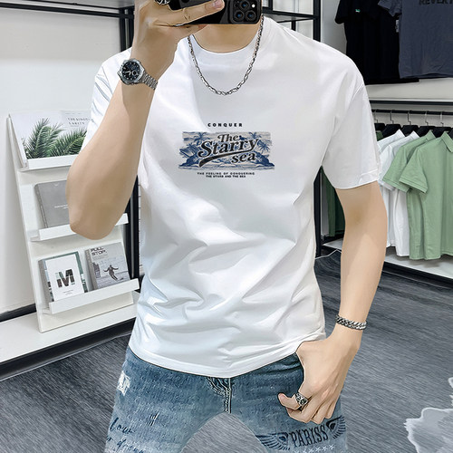 蓝晟依短袖t恤男圆领夏季新款ins