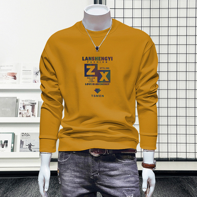 蓝晟依卫衣男款秋季加绒圆领男士卫衣时尚印花长袖百搭上衣男5269