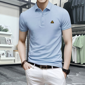 上衣简约帅气男半袖 蓝晟依翻领短袖 新款 商务休闲男装 t恤男款 夏季