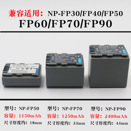 适用于SONY索尼NP-FP50 FP70 FP90电池充电器NP-FP30 FP50 FP60 FP71 FP91 NP-FP70 NP-FP90摄像机电池板座充