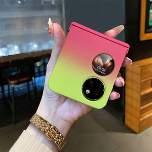 渐变适用华为p50pocket手机壳pocketS宝盒三星Galaxy Z Flip5折叠翻盖防摔三件套Flip4硬壳FindN2 Flip保护套