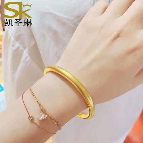 凯圣琳女款足金古法素圈经典手环