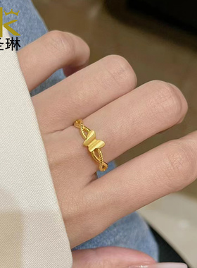 999足金蝴蝶活口戒指5G工艺