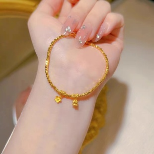黄金蹦迪手链女999足金铃兰花手饰时尚新款碎金几两金手链送女友