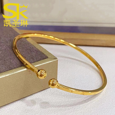 999足金珠珠开口手镯新款金镯子