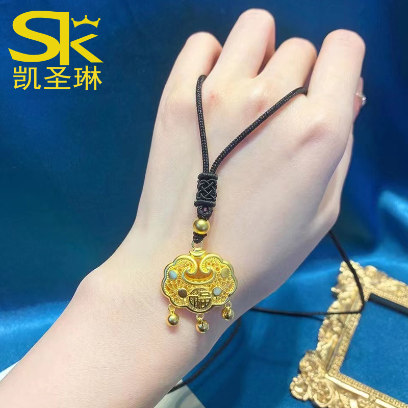宝宝古法黄金足金999镂空