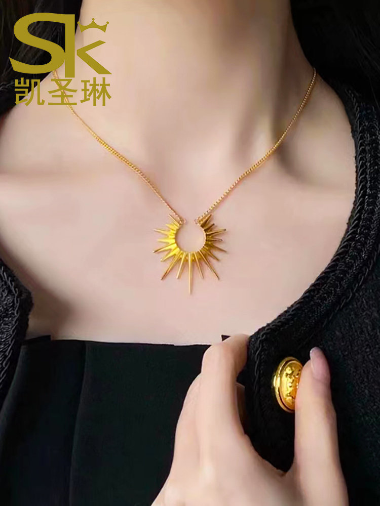 999足金太阳项链光芒个性套链图片