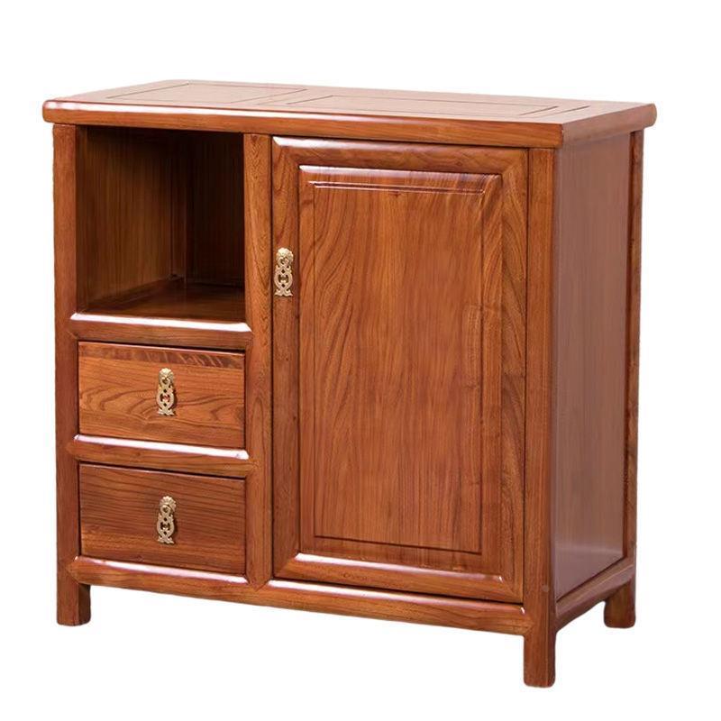 茶水柜新中式简约客厅办公室小型老榆木实木餐边柜茶台边柜烧水柜