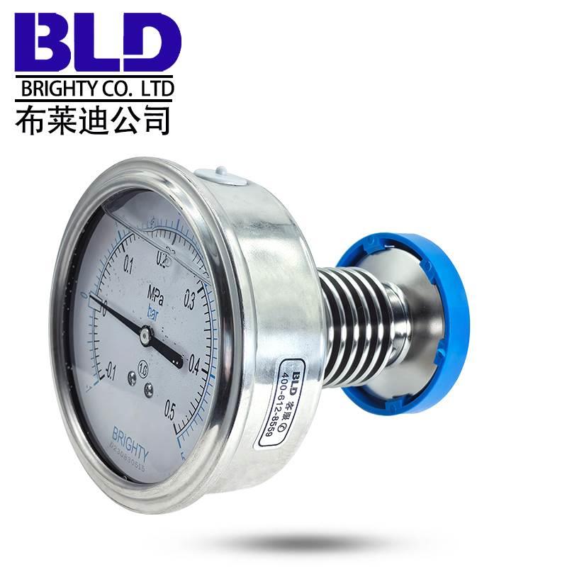 PYTHN98ZF6R1北京布莱迪卫生型隔膜耐震轴向压力表配散热器卡盘表