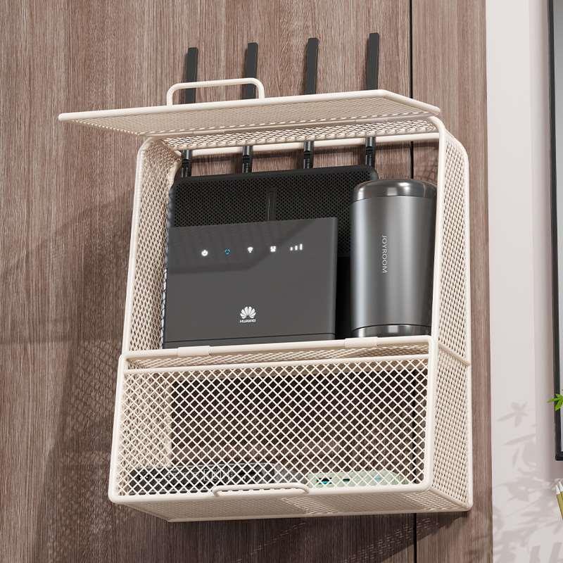 墙上置物架墙壁路由器收纳盒机顶盒挂墙放置架免打孔盒子wifi宽带