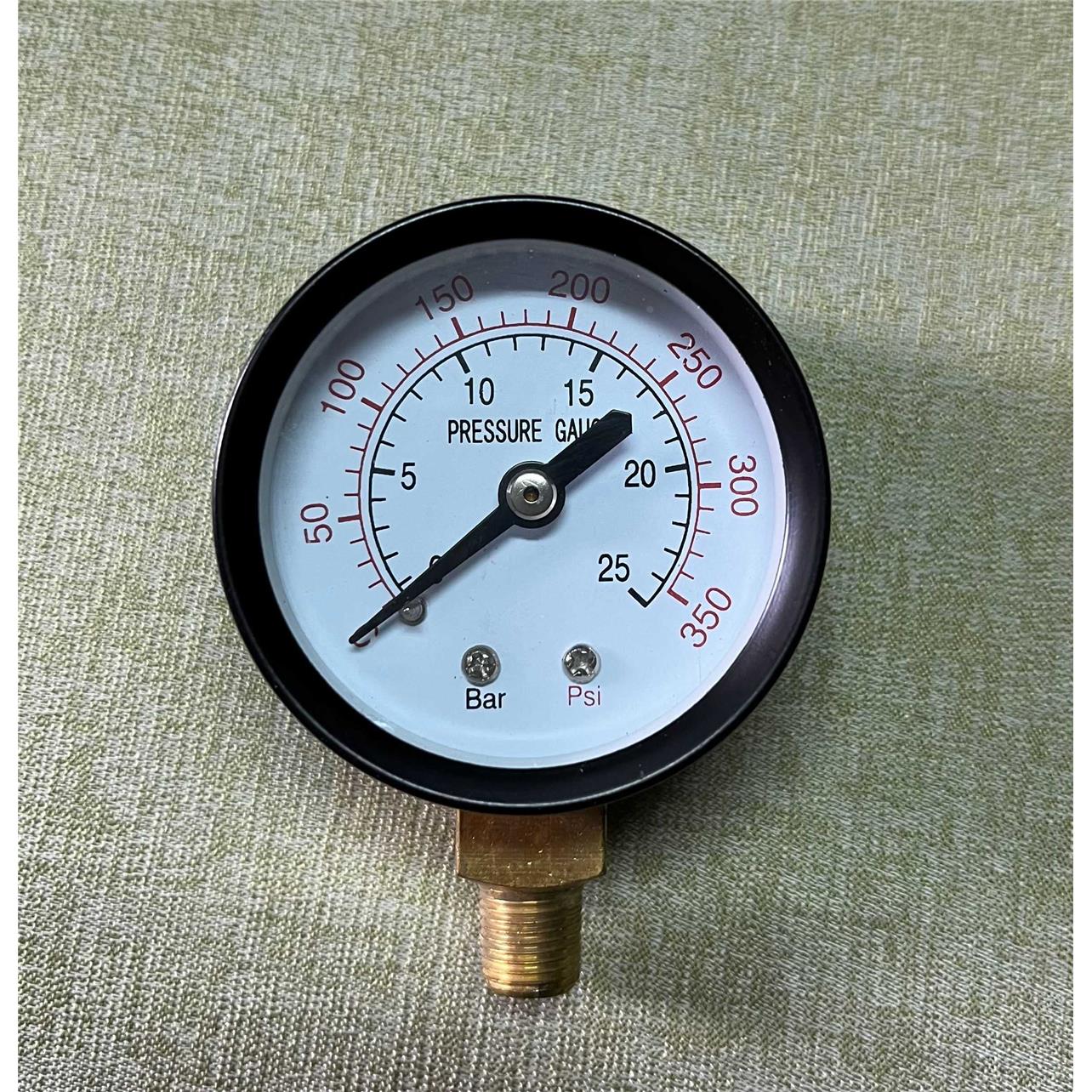 铜螺纹npt1/8 立式压力表 直径5cm 压力0到25bar-350psi pressure