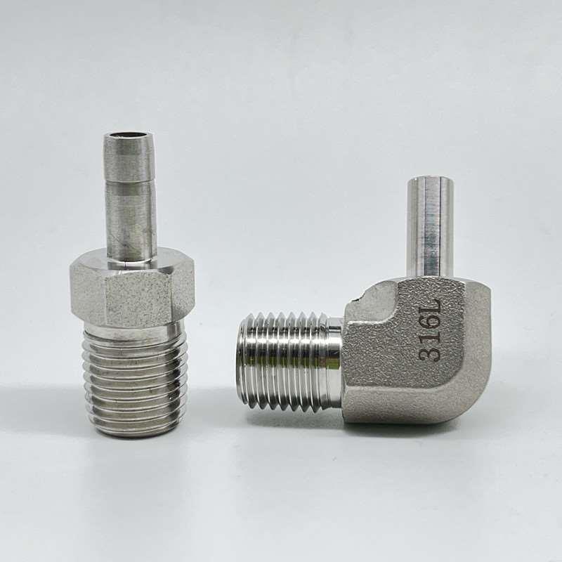 1/4NPT转1/4外螺纹转卡套管接头不锈钢316L弯通替代SS-4-TA-1-4