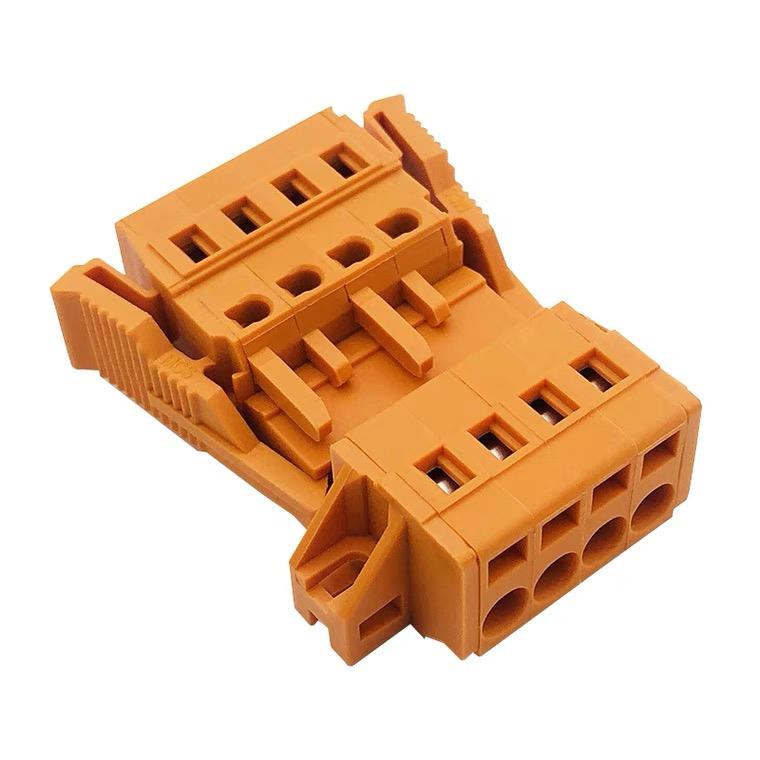 MCS免螺丝公母对插5.0mm带固定2P/3P/4P/5P/6P/7P/8P/10P橙色防错