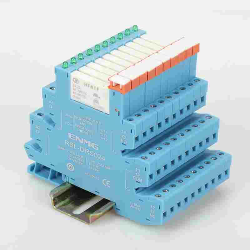薄片式PLC接口型电磁式功率继电器模块 螺钉接线 触点1开1闭6A