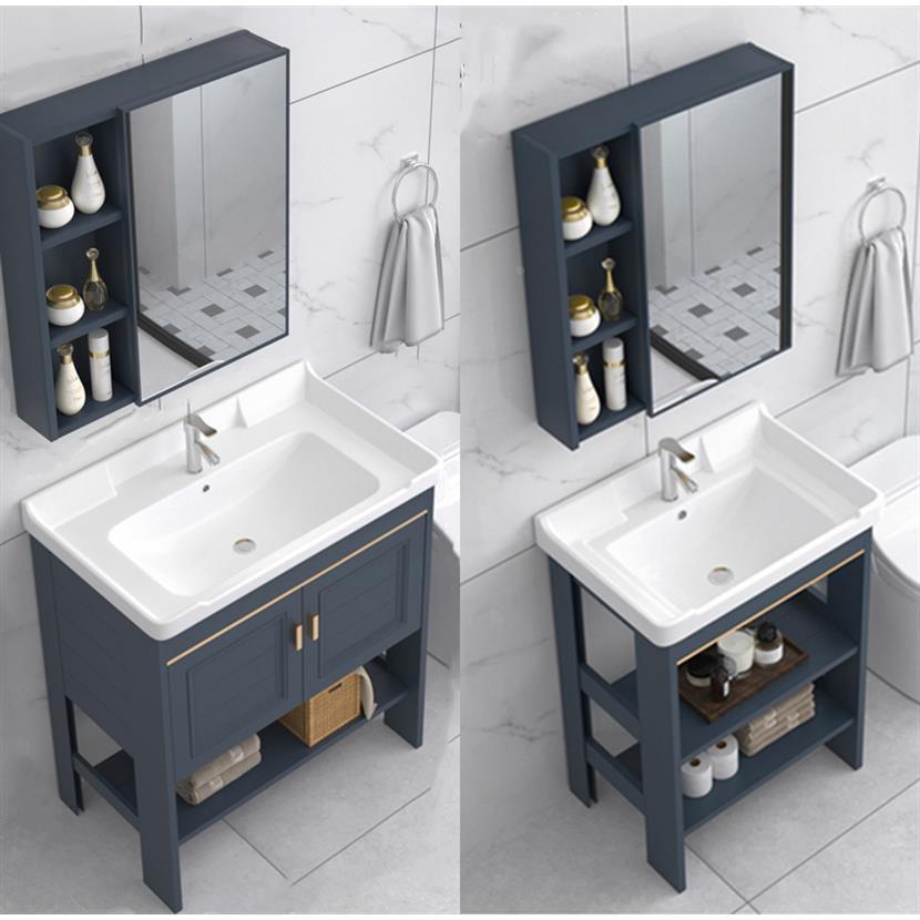 新疆西藏包邮太空铝落地式洗手盆柜组合一体卫生间洗脸盆小户型浴