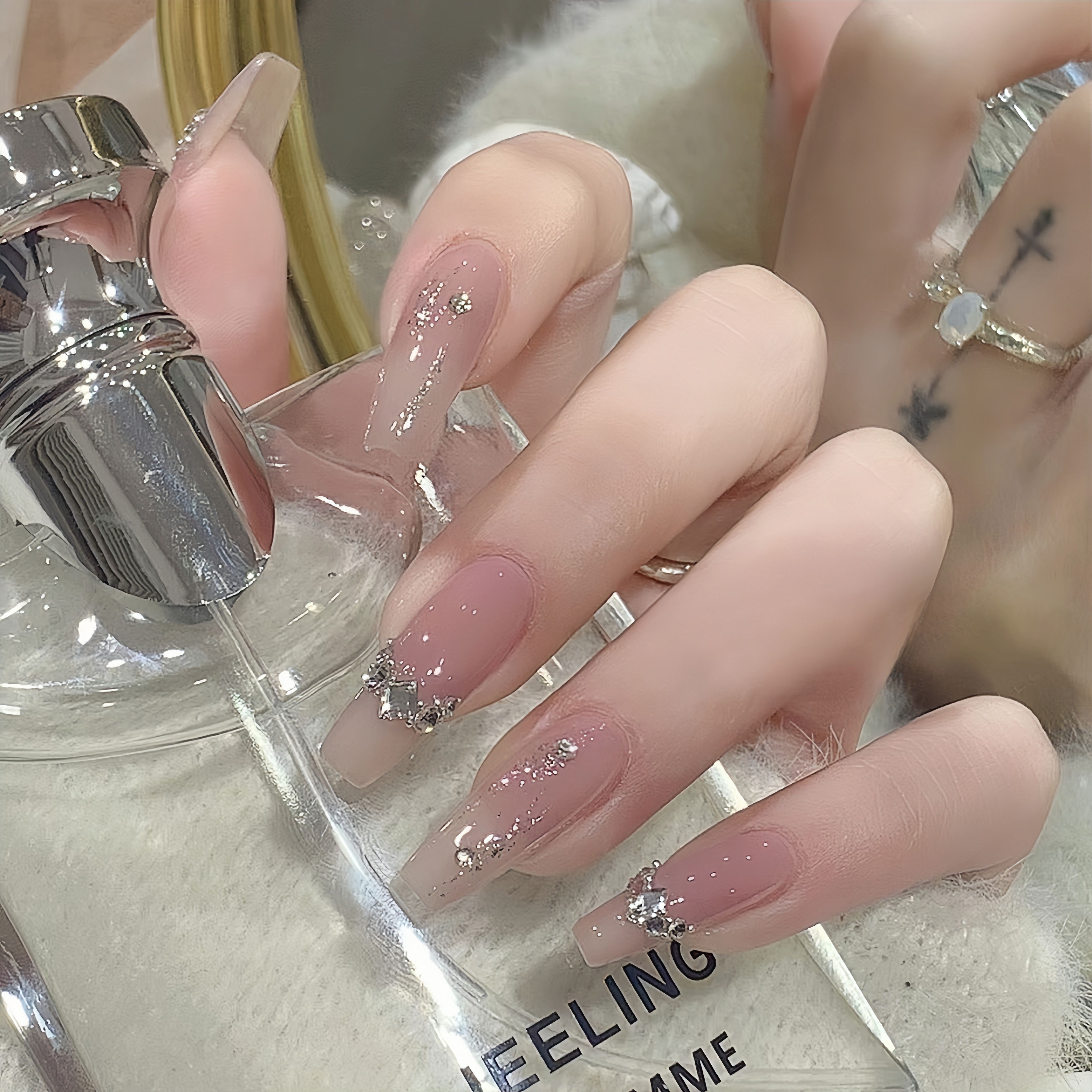 长款拍照婚纱美甲贴片假指甲成品