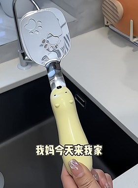 不锈钢煎铲家用小熊二合一可翻面小夹子双层烧烤牛排铲煎鱼夹神器