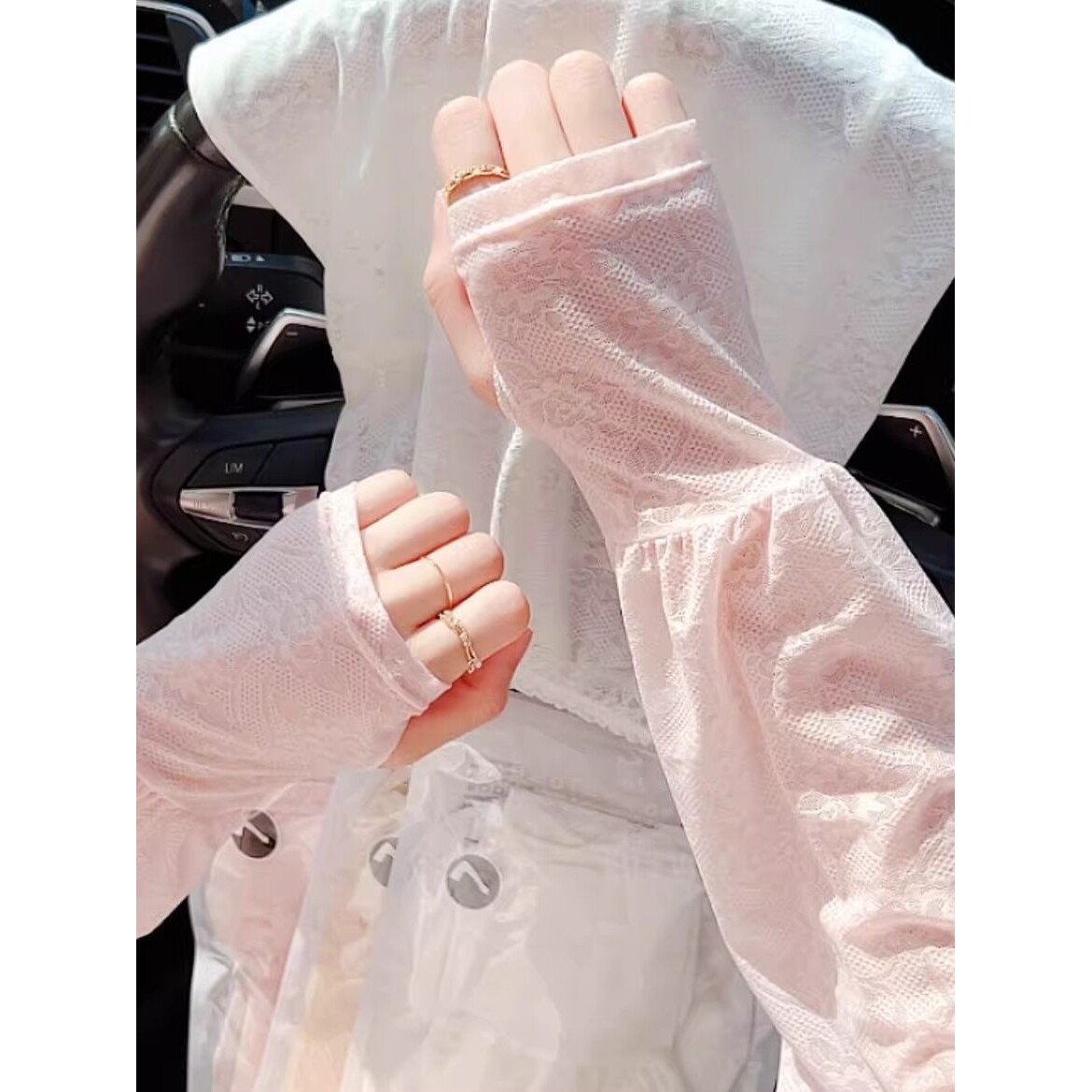 温柔仙女风蕾丝防晒冰袖薄款开车防晒宽松护袖女冰丝袖套夏季透气
