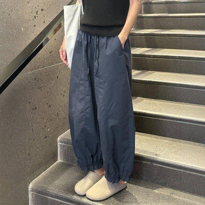 大码胖mm慵懒风九分速干阔腿裤子