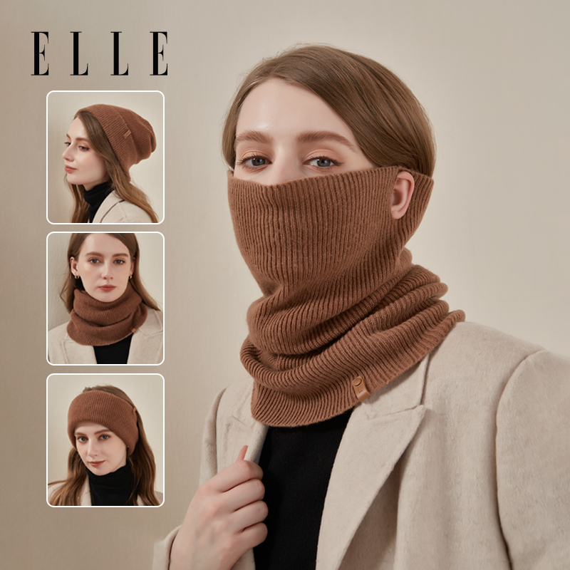 ELLE针织帽户外女士秋冬季围脖