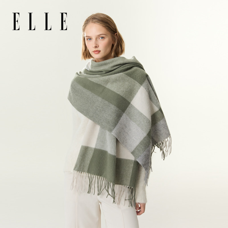 ELLE100%绵羊毛秋冬保暖披肩图片