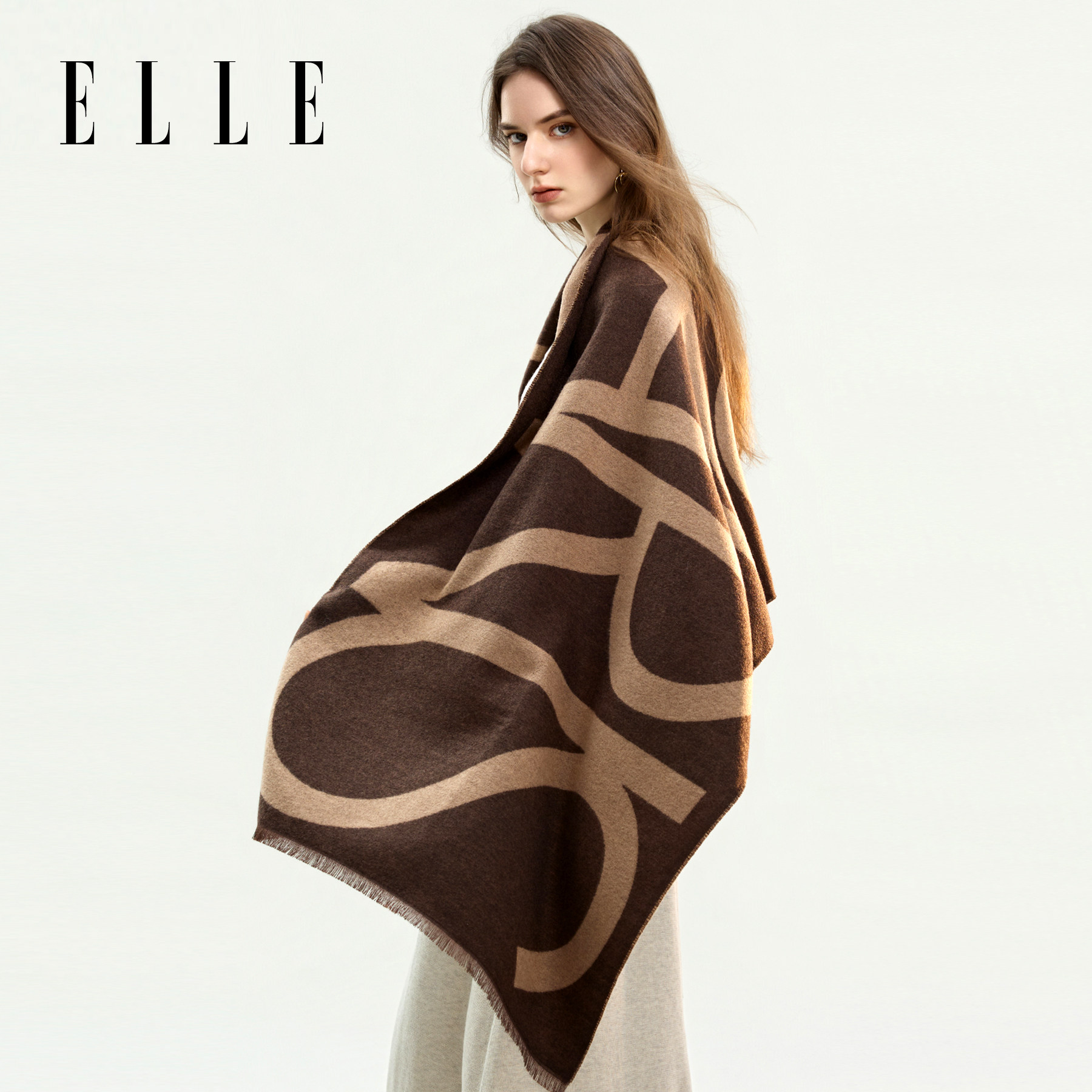 ELLE时尚披肩女士秋冬季护肩户外保暖含羊毛外搭新年新款围巾围脖,服饰配件/皮带/帽子/围巾,围巾/丝巾/披肩,淘宝优惠券,粉丝福利购,淘宝优惠卷
